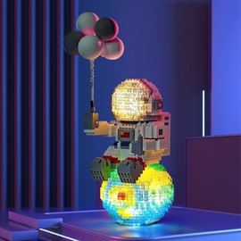 Space Astronaut Mini Building Set - Micro Blocks with LED Lighting Kit (1368 PCS) for Teens and Adults Ages 12 and Up - Nano Compatible Spaceman Earth Astronaut Mini Blocks Set DIY Bricks Toy