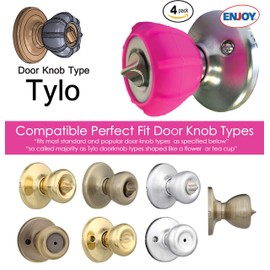 New Enjoy Cover - Door Knob Cover Grips Non Slip Arthritis & Senior Living Aids Grippy Easy Open Decorative. Simple Functional Effective Solution- 4 Pack (Hot Pink, Tylo)