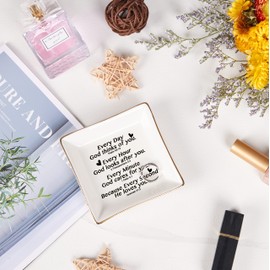 Spegiffu Christian Gifts for Women Faith Jewelry Dish with Bible Verse Prayers, Religious Gifts Scripture Gifts Spiritual Gifts for Women Men Friends Birthday - Every Second God He Loves You