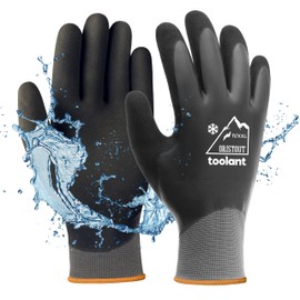 Waterproof Winter Gloves, Thermal Work Gloves for Cold Weather, Touchscreen, Super Grip, for Gardening, Fishing, Car Washing, Freezer Gloves, Grey, XX-Large