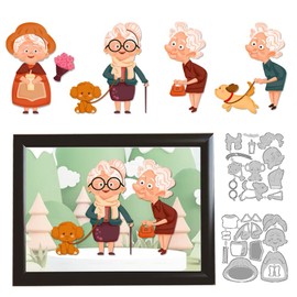 DELORIGIN 2 Styles Cute Cutting Dies for Old Women for Crafts Cards Grandma Cutting Cards Scrapbooking Embossing Stencils Cutting Dies for Grandmother DIY Paper Crafts Album Gift Decoration