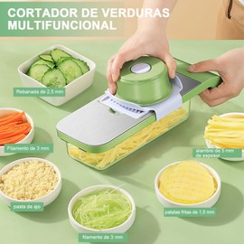 NCOIIBF Picadora de Verduras, Cortador de Verduras Multifuncional, con 5 Cuchillas de Acero Inoxidable, Caja de Cuchillas y Envase, Cortador de Mandolina, Picador de Cebolla para Ensalada Vegetariana