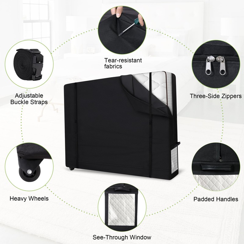Cuddly Nest Rolling Mattress Storage Bag with Wheel- Reusable Heavy