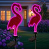 Solar Flamingo Pink Neon Light - 2Pack 42 inch Metal
