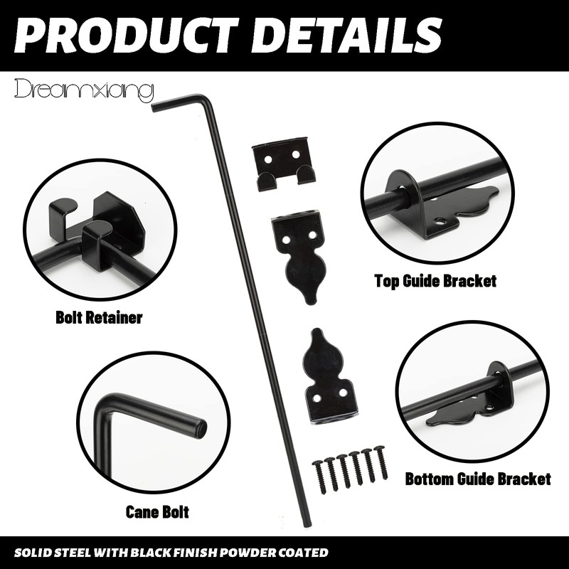 24" Heavy Duty Cane Bolt Gate Drop Rod Hardware Ground