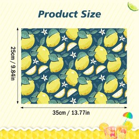 Wonmon 50PCS Lemon Paper Place Mats, Lemon Pattern Disposable Placemats Decorative Table Mats for Spring Summer Holiday Dinner Table Decoration Lemons Theme Party Supplies, 13.8 x 9.8 inch
