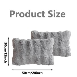 Set of 2 Light Grey Decorative Cushion Covers, Faux Fur & Velvet Throw Pillowcases for Sofa, Couch, or Bed, Soft and Stylish, 30x50cm