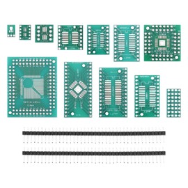 eMagTech 51pcs 12 Types CMS to DIP Adapter Card Set SOP8 SOP10 SOP14 SOP16 SOP20 SOP24 SOP28 0402/0603/0805 SMT SOT89/SOT223 TQFP100 QFN32 QFN 32 QF32N32 Q100 FN44 / 48 with 2.54mm PCB Connectors