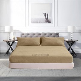 Teddy Fleece Fitted Bed Sheet Thermal Warm Luxury Fluffy Cuddly Cosy Bedding Super Soft Bedsheet (Super King, Mink)