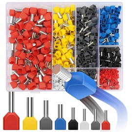 Sprießen Set of 750 Twin Wire End Ferrules 0.5-10 mm², Twin Wire End Ferrules Set, Insulated Ferrules Set, Multicoloured Wire End Ferrules Assortment, Insulated Wire Ferrules Cable End Ferrules for