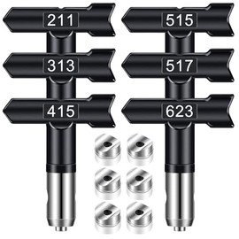 Spray Tips, 6Pcs Airless Paint Sprayer Tips Reversible Spray Tips for Airless Paint Sprayer Machine Spray Paint Nozzles for Airless Paint Spray Guns House Painting DIY (211 313 415 515 517 623)