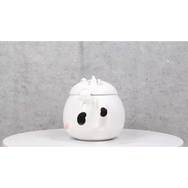Ebros Gift Whimsical White Chubby Feline Kitty Cat Cup Mug