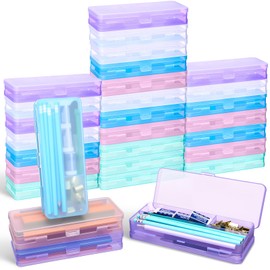 AmazingSpark 25 Pack Double Layer Plastic Pencil Boxes Translucent Hard Pencil Case with Lid for Crayon, School Office Supplies Box Storage Pen Marker Organizer(Colorful)