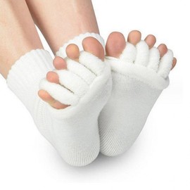 Unisex Soft Cat Toe Stretching Socks White Socks 2ea