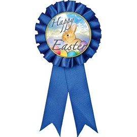 Happy Easter Blue Rosette Ribbon, Easter Trophy Ribbon Award Prize, 1 Pack Prime