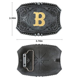 JMM Upgrade Western Belt Buckle Initial Letters ABCDEFG to Y-Cowboy Rodeo Small Belt for Men and Women