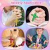 JMZYJZH 100 Pcs Plastic Cross Necklace, Colourful Crystal Cross Necklace