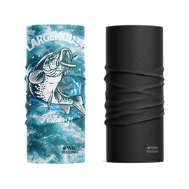 WK IEASON 2 x Multifunctional Scarf Summer Cooling Multifunctional Scarf Bandana Men Women Tube Scarf Multifunctional Silk Cooling Headband Neck Gaiter Scarf Summer Face Scarf, Black / Blue Fish
