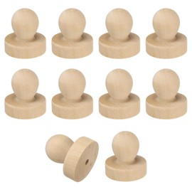 PATIKIL 38mm Stamp Wood Round Handle, 10Pcs Wooden Knobs Stamp Mounts Drawer Pulls for Making DIY Crafting Scrapbooking, Brown