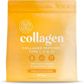 Alpha Foods Collagen Powder, Collagen Hydrolysate, Peptides Type I, II & III, High Dose Collagen Powder with Hyaluronic Acid and Elastin, Vanilla Flavour, Made in Germany, 400 g