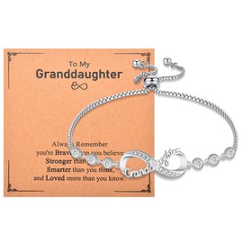 VYYU Granddaughter Gifts from Grandma, Infinity Love Granddaughter Bracelet, Granddaughter Birthday Gifts Christmas Valentins's Day Jewelry Gifts, Granddaughter Bracelet from Grandma