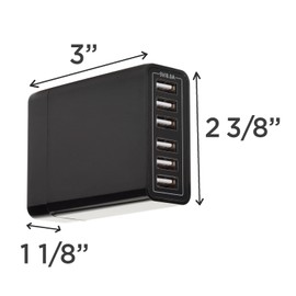 6 – Port USB Wall Charger Power Strip for MobileVision Charging Stations 2.4A Each Port/Total 8 Amp for Charging Cell Phones & Tablets