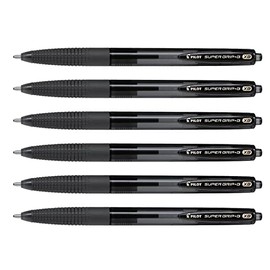 Pilot Pack of 6 Super Grip G Retractable Ballpoint Pens Extra Large Nib Black