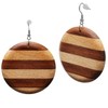 Soul-Cats Beautiful Wooden Earrings in Striped Design, Wood, Wood.