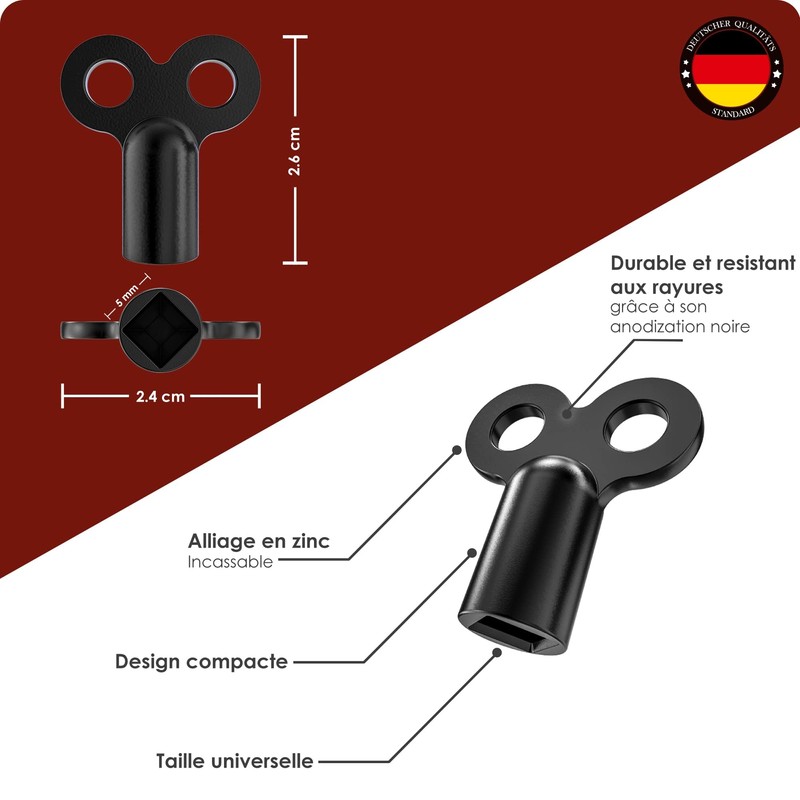 3X WEIDEBACH® Radiator Key Black, for All radiators Radiator Bleeding
