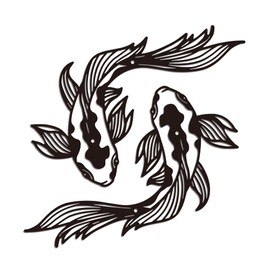 WADORN Tai Chi Metal Wall Art Decor, Fish Wall Silhouette Sculpture Signs Yin Yang Fish Feng Shui Wall Hanging Decor for Home Balcony Garden Courtyard Indoor Outdoor, 11.8x11.8 Inch