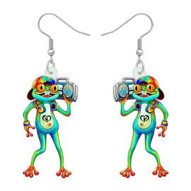 NEWEI Acrylic Sweet Cartoon Skateboard Frog Earrings Drop Dangle Big Long Fashion Animal Jewelry For Women Girls Teens Charms (Music)