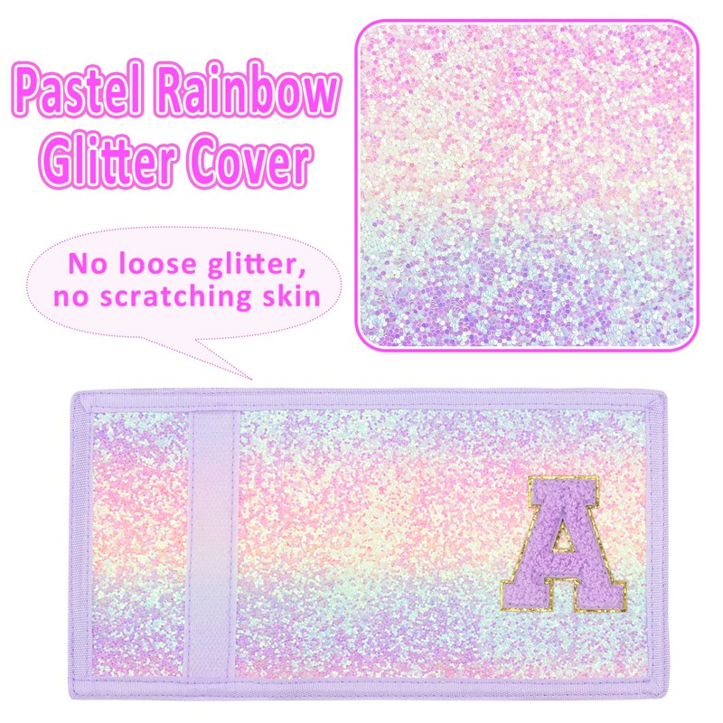 SiorVeol Girls Wallet for Kids Initial Glitter Wallets Trifold with