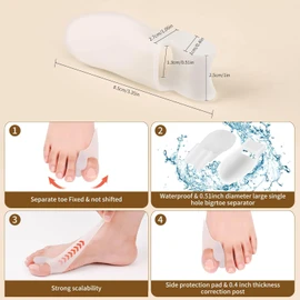 LBYHZS 10 Pcs Corrector Dedo Martillo y 2 Pares Separadores Juanetes,Protectores para Dedos de los Pies,Alivio para Dedos Torcidos y Superpuestos,Corrector de Juanete Transpirable (Blanco)