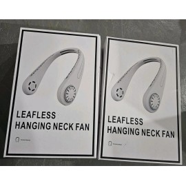 Leafless 2x NIB Portable Wireless Hanging Neck Fan 3-Speeds - USB Charge - Travel - White