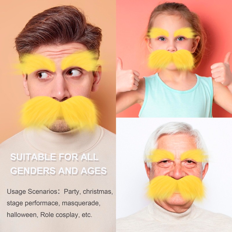 Yan Dream Yellow Fake Mustache and Eyebrows Self Adhesive Yellow