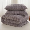 Roscloud Bread Grid Gray Rabbit Plush Faux Fur Comforter Sets