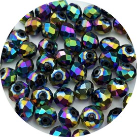 YUEXIGO 60pcs 10mm Crystal Glass Beads for Jewelry Making, Faceted Rondelle Glass Spacer Beads for Wind Chimes Bracelet Earring Necklace DIY Craft(Rainbow)
