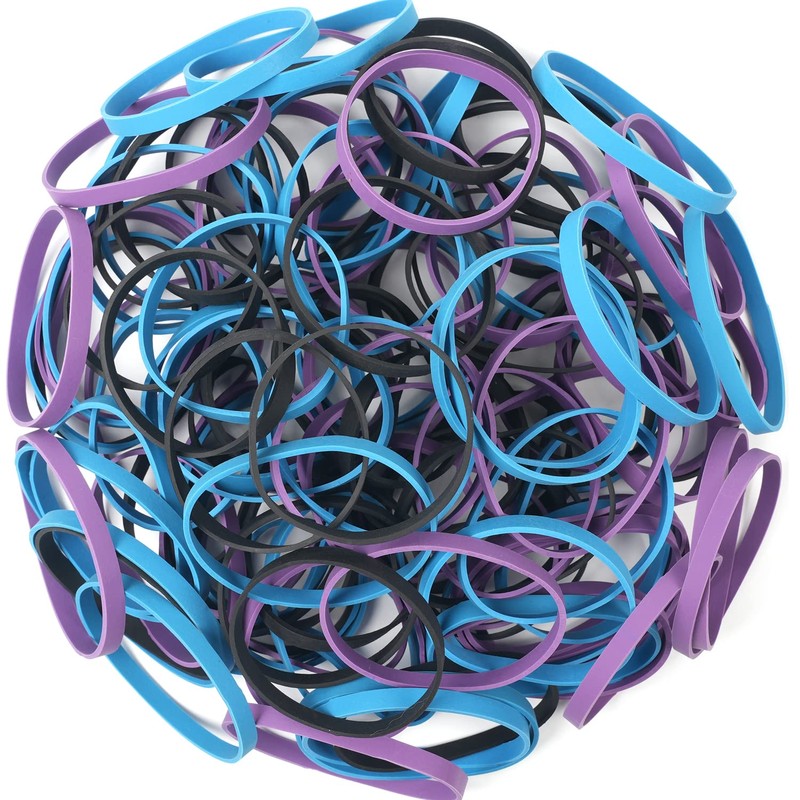 AMUU Rubber Bands Size #64 227g/0.5 lb Purple Blue Black