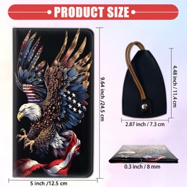 Car Registration and Insurance Card Holder for Women Men, Waterproof PU Leather Glove Box Car Organizer with Magnetic Shut, Vehicle Document Holder for Driver License,Cards, Eagle American Flag
