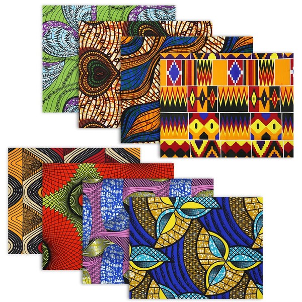 African Fabric,8 PCS African Ankara Print Fat Quarters Fabric Bundles,20