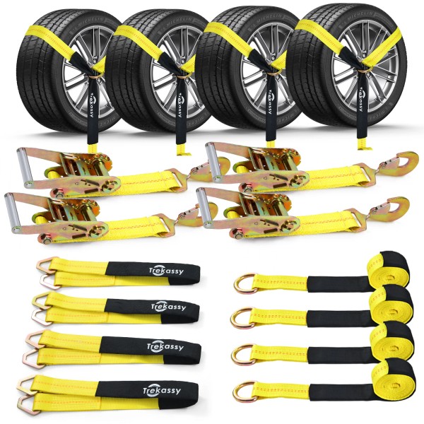 TREKASSY 4 Pack Car Ratchet Tie Down Straps 10000lb Heavy