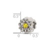 JewelryWeb 8.88mm 925 Sterling Silver Brushed and Polished Yellow Crystal