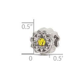 JewelryWeb 8.88mm 925 Sterling Silver Brushed and Polished Yellow Crystal Bead-Bead Charm Pendant Necklace for Women