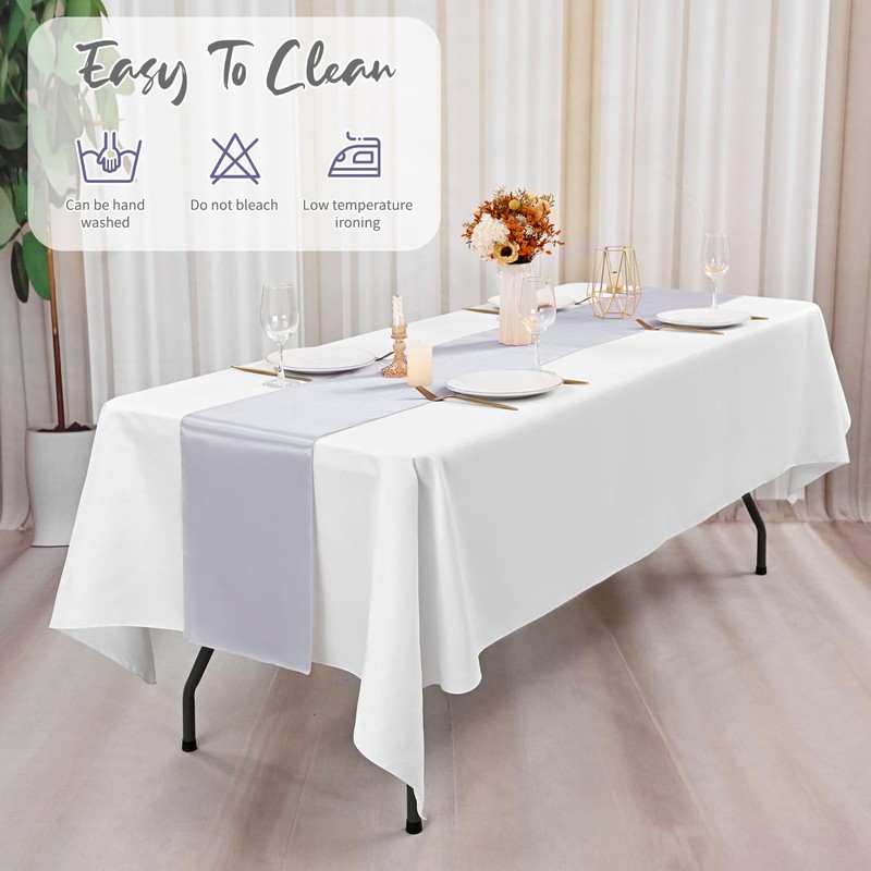 8 Pack Silver Table Runner 12 x 72 Inch Satin