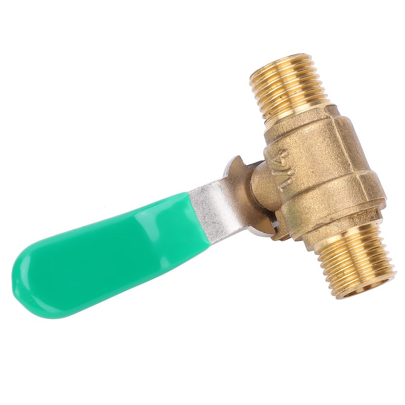 4pcs 1/4in Ball Valve Thicken Double External Thread Brass Drain