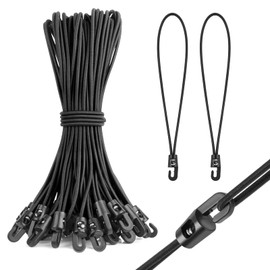 Bungee Cord with Hooks, Pack of 25, Rubber Tensioner with Hooks, 25 cm, Waterproof Tensioning Rubber, Rubber Tensioner with Hooks for Outdoor Camping