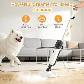 Steam Mop for Floor Cleaning, Multi-Purpose Steam Cleaner with Handheld Steamer & Accessories, Deep Cleaning Floor Steamer for Hardwood and Tile, Pet-Friendly Steam Mop for Home
