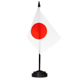 ANLEY Japan Deluxe Desk Flag Set - 6 x 4 Inch Miniature Japanese Desktop Flag with 12" Solid Pole - Vivid Color and Fade Resistant - Black Base and Spear Top