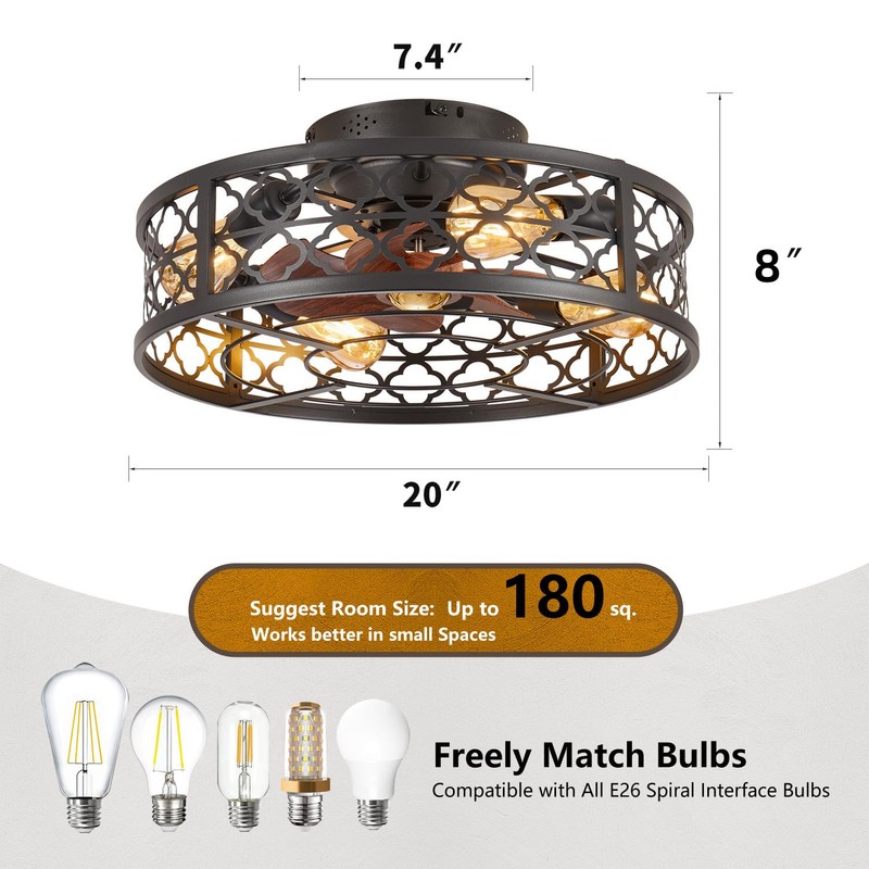 MeZeYo Farmhouse Ceiling Fans with Lights Remote Control,6 Speed Reversible