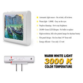 Plug in Dimmable LED Night Light with Dusk to Dawn Auto Sensor, Adjustable Brightness, Warm Light, Auto On-Off Nightlight for Bathroom, Hallway, Nursery, Bedrooms - Gondola's on The Water